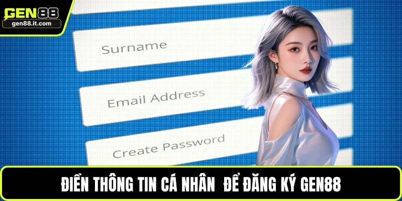 Điền thông tin cá nhân để đăng ký GEN88