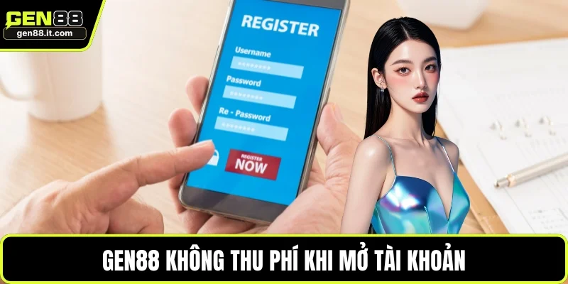 GEN88 không thu phí khi mở tài khoản